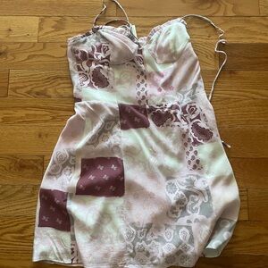 Wilfred Fable mini Floral Patchwork Dress in Pink and Cream